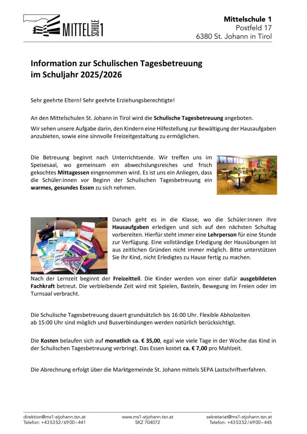 Elterninformation Tagesbetreuung